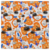 Swan Oranje Hearts Fabric Stof (Close Up)