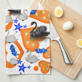 Swan Oranje Hearts Kitchen Hand Towel Theedoek (Quarter Fold)