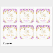 Swan Paarse gouden Rozen Baby shower dank u Vierkante Sticker (Vel)