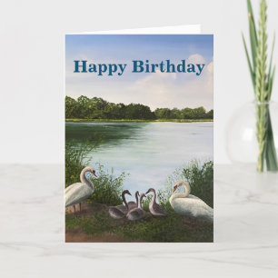 Swan Painting Birthday Card met Shakespeare Quote Kaart