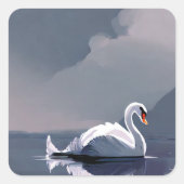 Swan Painting Vierkante Sticker (Voorkant)
