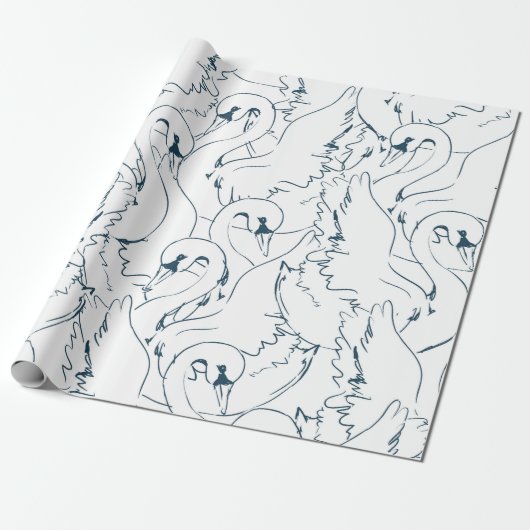 Swan Pattern Seamless swan, patroon, abstract, rug Cadeaupapier (Uitgerold)