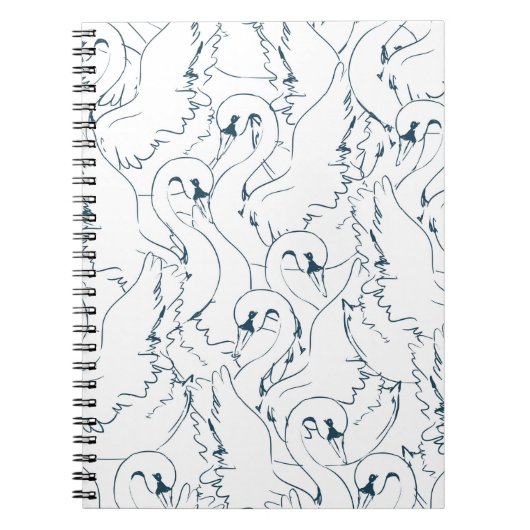 Swan Pattern Seamless swan, patroon, abstract, rug Notitieboek (Voorkant)