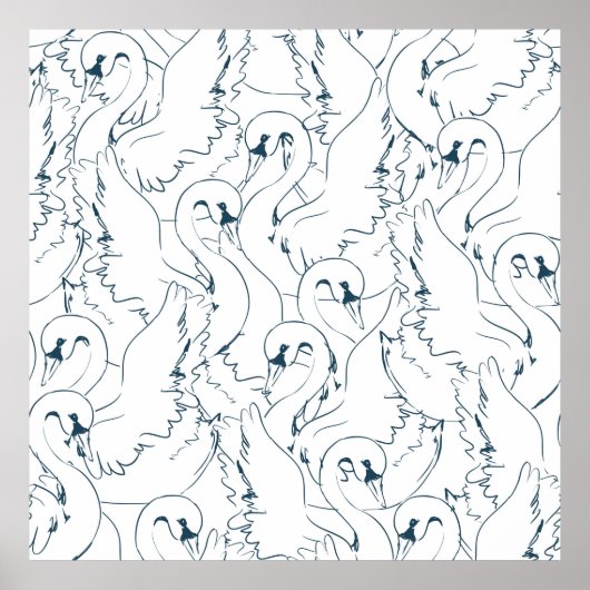 Swan Pattern Seamless swan, patroon, abstract, rug Poster (Voorkant)