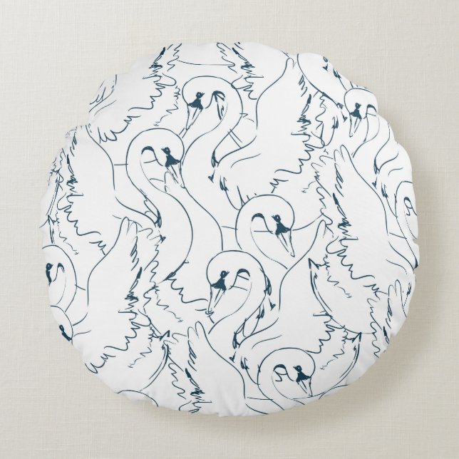 Swan Pattern Seamlessswan, pattern, abstract, back Rond Kussen (Voorkant)