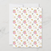 Swan Pink and Gold Roses Baby Shower Bedankkaart (Achterkant)