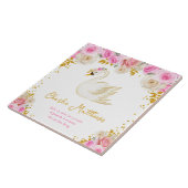 Swan Pink and Gold Roses Birth Statistics Tegeltje (Zijkant)
