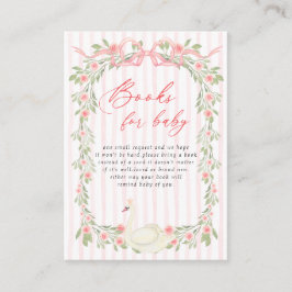 Swan Pink Bow Floral Baby Shower Books for Baby Informatiekaartje