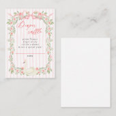 Swan Pink Bow Floral Baby Shower Diaper Raffle Informatiekaartje (Voorkant / Achterkant)