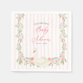Swan Pink Bow Floral Baby Shower Servet (Voorkant)