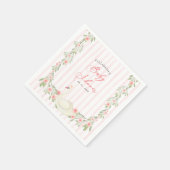 Swan Pink Bow Floral Baby Shower Servet (Hoek)