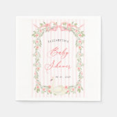 Swan Pink Bow Floral Baby Shower Servet (Voorkant)