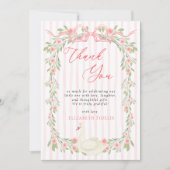 Swan Pink Bow Floral Roses Baby Shower Bedankkaart (Voorkant)