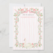Swan Pink Bow Floral Roses Baby Shower Bedankkaart (Voorkant)