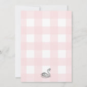 Swan Pink Gingham-Baby shower Kaart (Achterkant)