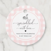 Swan Pink Gingham gestrooid met liefde Bedankjes Labels (Voorkant)