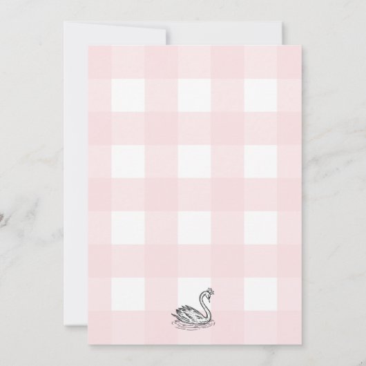 Swan Pink Gingham Verjaardag Kaart (Achterkant)