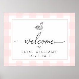 Swan Pink Gingham Welkomstbord Poster