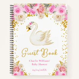 Swan Pink Gold Rozen Baby shower Gastenboek Notitieboek
