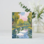 Swan Pond Boston Common Massachusetts Watercolor Briefkaart (Staand voorkant)