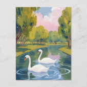 Swan Pond Boston Common Massachusetts Watercolor Briefkaart (Voorkant)