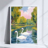 Swan Pond Boston Common Massachusetts Watercolor Poster