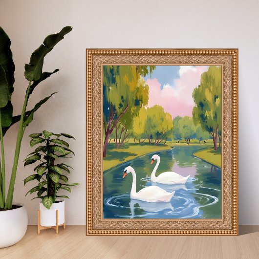 Swan Pond Boston Common Massachusetts Watercolor Poster