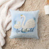 Swan Pond Gold Baby Blue op maat van geboorte Kussen (Deken)