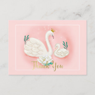 Swan Pond Gold Pink Baby shower Hartelijk dank Informatiekaartje