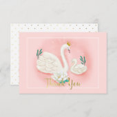 Swan Pond Gold Pink Baby shower Hartelijk dank Informatiekaartje (Voorkant / Achterkant)