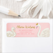 Swan Pond Goud Roze Baby shower Gepersonaliseerd Etiket (Insitu)