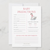 Swan Predictions Baby Shower Game Card Kaart (Voorkant)