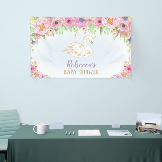 Swan Princess Baby shower Achtergrond Muurdecorati Spandoek (Beurs)