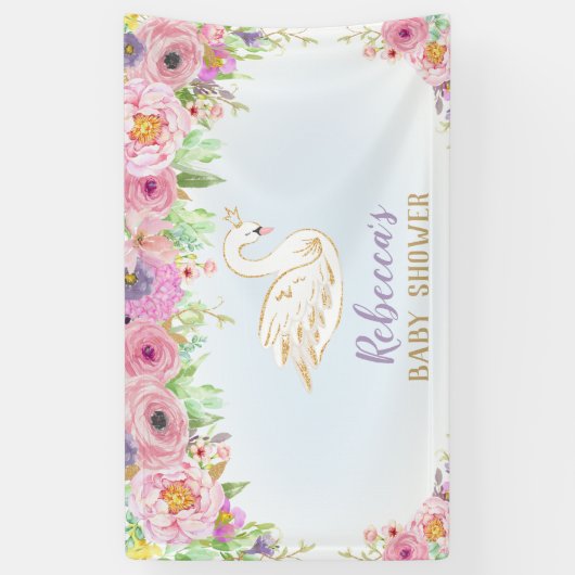 Swan Princess Baby shower Achtergrond Muurdecorati Spandoek (Verticaal)