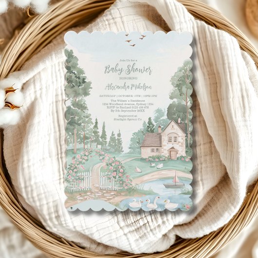 Swan Princess Baby shower Kaart