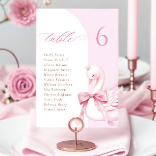 Swan Princess Baby shower Tafel Zitplaatsen Kaart
