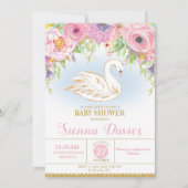 Swan Princess Baby shower Uitnodiging Bloemenmeisj (Voorkant)