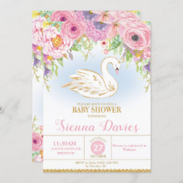 Swan Princess Baby shower Uitnodiging Bloemenmeisj