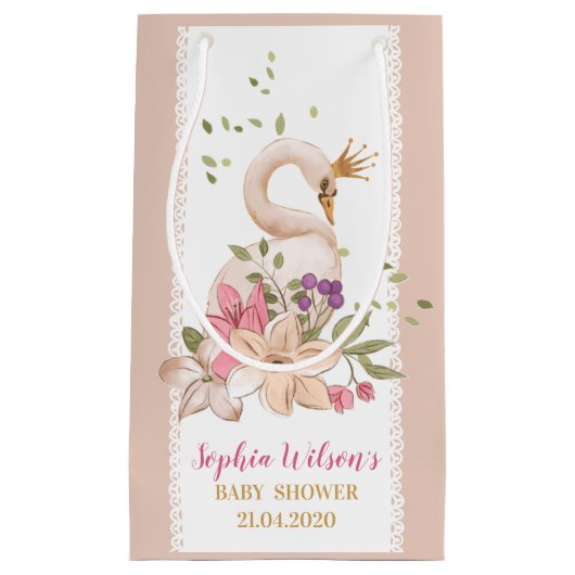 Swan Princess Birthday/ Baby shower Klein Cadeauzakje (Voorkant)