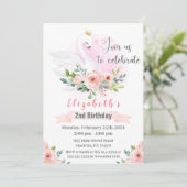 Swan Princess Birthday Party Invitation Kaart (Staand voorkant)