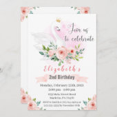 Swan Princess Birthday Party Invitation Kaart (Voorkant / Achterkant)