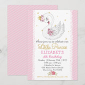 Swan Princess Birthday Party Invitation Kaart (Voorkant / Achterkant)