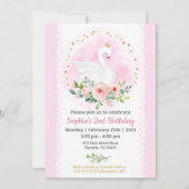 Swan Princess Birthday Party Invitation Kaart (Voorkant)