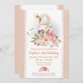 Swan Princess Birthday Party Kaart (Voorkant / Achterkant)