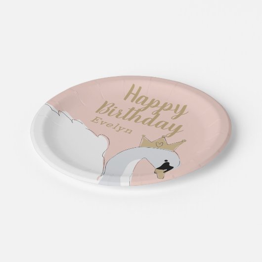 Swan Princess Birthday Party Papieren Bordje (Gekanteld)