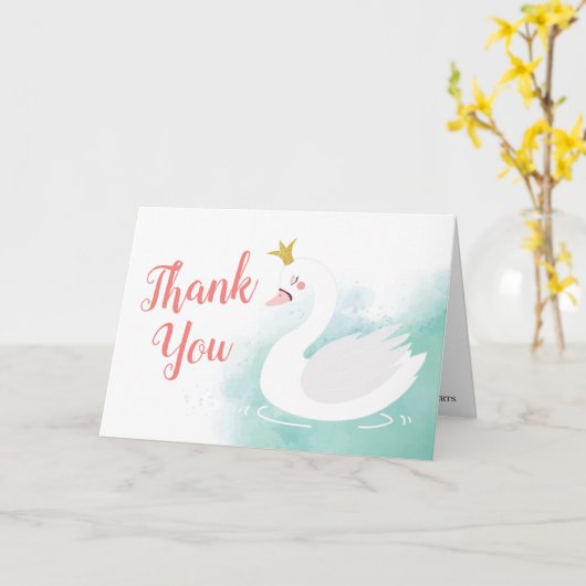 Swan Princess Birthday Thank You Card, Swan Lake Kaart (Gele Bloem)