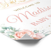 Swan Princess Blush Floral Baby shower Welkom Poster (Hoek)