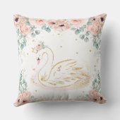 Swan Princess Blush Peach Pink Floral Greenery Kussen (Achterkant)