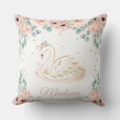 Swan Princess Blush Peach Pink Floral Greenery Kussen (Voorkant)