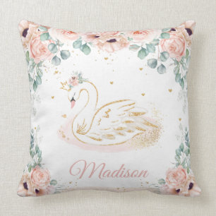 Swan Princess Blush Peach Pink Floral Greenery Kussen